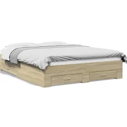 Vidaxl Cadre de lit avec tiroirs sans matelas chêne sonoma 160x200 cm
