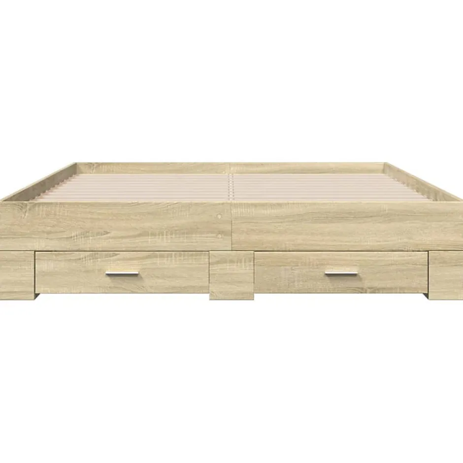 Vidaxl Cadre de lit avec tiroirs sans matelas chêne sonoma 160x200 cm