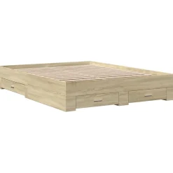 Vidaxl Cadre de lit avec tiroirs sans matelas chêne sonoma 160x200 cm