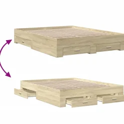 Vidaxl Cadre de lit avec tiroirs sans matelas chêne sonoma 160x200 cm