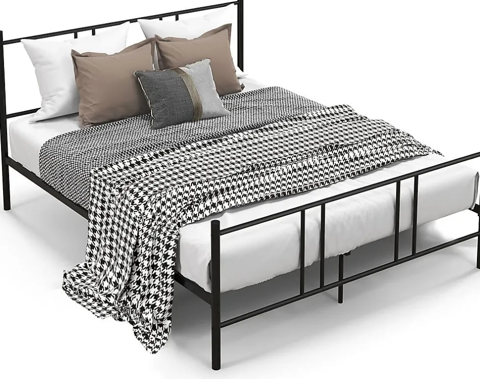 Giantex Cadre de Lit de Plateforme Sommier Lit Double King Size en Métal Rangement sous Lit Haute Tête 101cm Online
