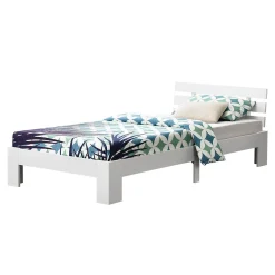 [En.Casa] Cadre de Lit Design 90 x 200 cm Blanc en.casa