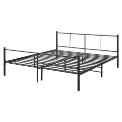 [En.Casa] Cadre de Lit Double en Métal Laos 180 x 200 cm Noir Mat en.casa