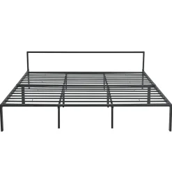[En.Casa] Cadre de Lit double en Métal Imatra 180 x 200 cm Noir Mat en.casa Discount