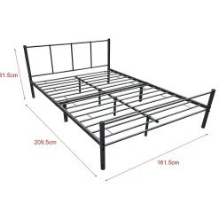 [En.Casa] Cadre de Lit Double en Métal Laos 160 x 200 cm Noir Mat en.casa Outlet