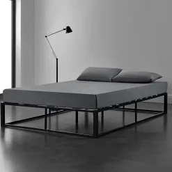 [En.Casa] Cadre de lit double Kreta en Métal 180 x 200 cm Noir en.casa Best