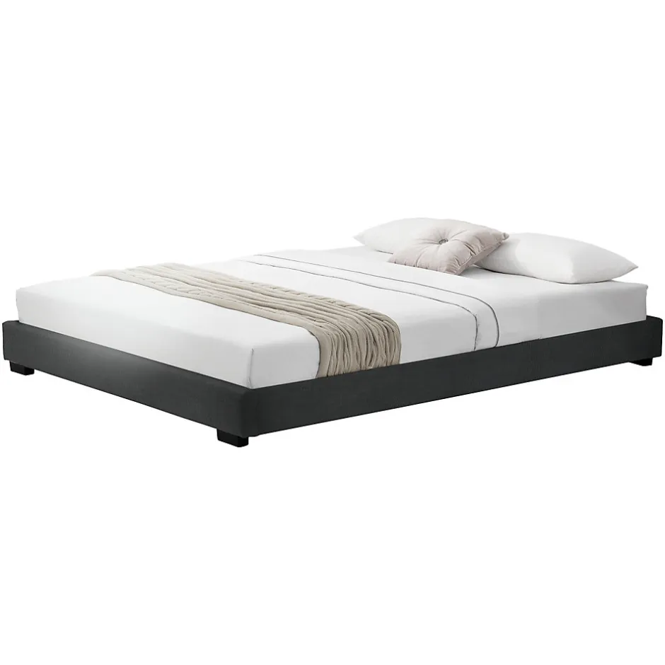 Corium Cadre de Lit Double Masari Rembourré avec Similicuir Noir 200 x 180 cm