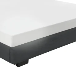 Corium Cadre de Lit Double Masari Rembourré avec Similicuir Noir 200 x 180 cm