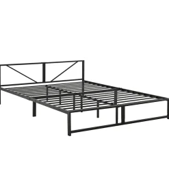 [En.Casa] Cadre de Lit Double Meran en Métal 180 x 200 cm Noir en.casa