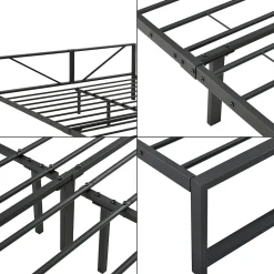 [En.Casa] Cadre de Lit Double Meran en Métal 180 x 200 cm Noir en.casa