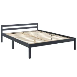 [En.Casa] Cadre de Lit Double Nakkila Pin 140 x 200 cm Gris Foncé en.casa Hot