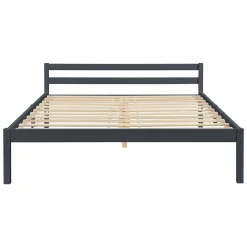 [En.Casa] Cadre de Lit Double Nakkila Pin 140 x 200 cm Gris Foncé en.casa Hot