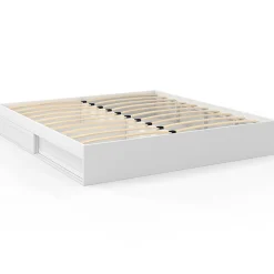 IDMarket Cadre de lit double SALEM avec rangements et sommier 180 x 200 cm blanc