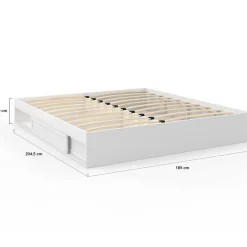 IDMarket Cadre de lit double SALEM avec rangements et sommier 180 x 200 cm blanc
