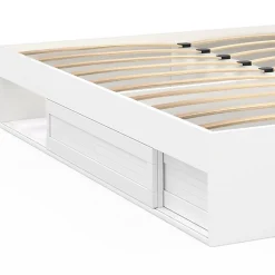 IDMarket Cadre de lit double SALEM avec rangements et sommier 180 x 200 cm blanc