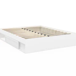 IDMarket Cadre de lit double SALEM avec rangements et sommier 160 x 200 cm blanc New