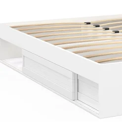 IDMarket Cadre de lit double SALEM avec rangements et sommier 160 x 200 cm blanc New
