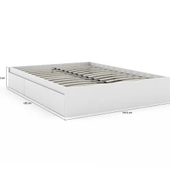 IDMarket Cadre de lit double TOMI 4 tiroirs avec sommier 140 x 190 cm blanc Hot