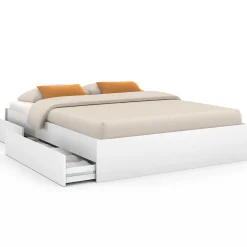 IDMarket Cadre de lit double TOMI 4 tiroirs avec sommier 140 x 190 cm blanc Hot