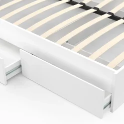 IDMarket Cadre de lit double TOMI 4 tiroirs avec sommier 140 x 190 cm blanc Hot