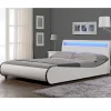 Corium Cadre de lit double Valencia à LED 140x200cm cuir synthétique avec sommier à lattes blanc
