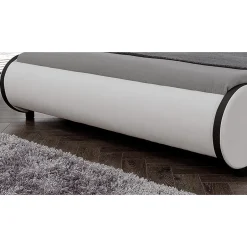Corium Cadre de lit double Valencia à LED 140x200cm cuir synthétique avec sommier à lattes blanc