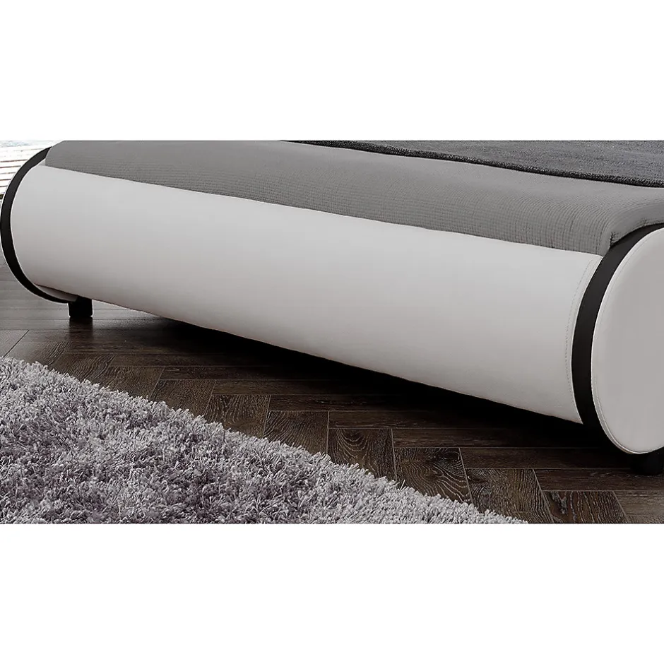 Corium Cadre de lit double Valencia à LED 140x200cm cuir synthétique avec sommier à lattes blanc