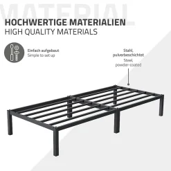 Ml-Design Cadre de lit en acier anthracite 90x200 cm avec sommier à lattes matelas H16 cm Discount