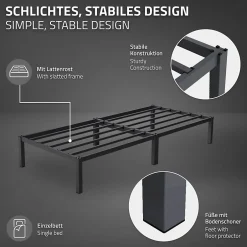 Ml-Design Cadre de lit en acier anthracite 90x200 cm avec sommier à lattes matelas H16 cm Discount