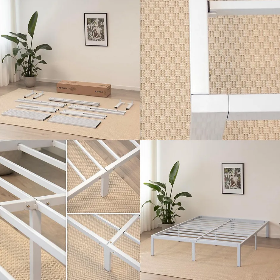 Monmobilierdesign Cadre De Lit En Acier Avec Espace De Rangement - Montage Facile - 180x200 Cm Blanc