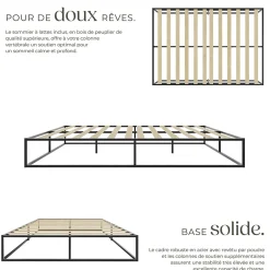 Tectake Cadre de lit en acier sommier à lattes en bois de peuplier 200x140cm