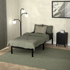 Ml-Design Cadre de lit en acier sommier à lattes noir moderne chambre à coucher 90x200 cm Discount