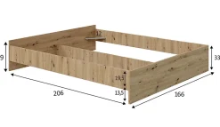 Pegane Cadre de lit en bois coloris chêne nordique - hauteur 39 x longueur 166 x profondeur 206 cm / couchage 160 x 200 cm Outlet
