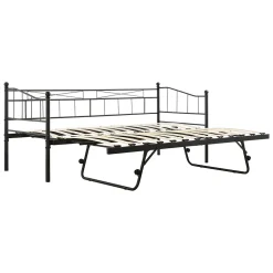 [En.Casa] Cadre de Lit Gigogne en Métal Skutskär Noir 90x200cm en.casa