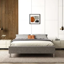 Teeno Cadre de lit gris, 140x190 cm, rembourré 31 cm