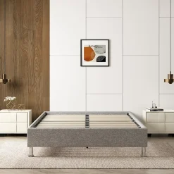 Teeno Cadre de lit gris, 140x190 cm, rembourré 31 cm