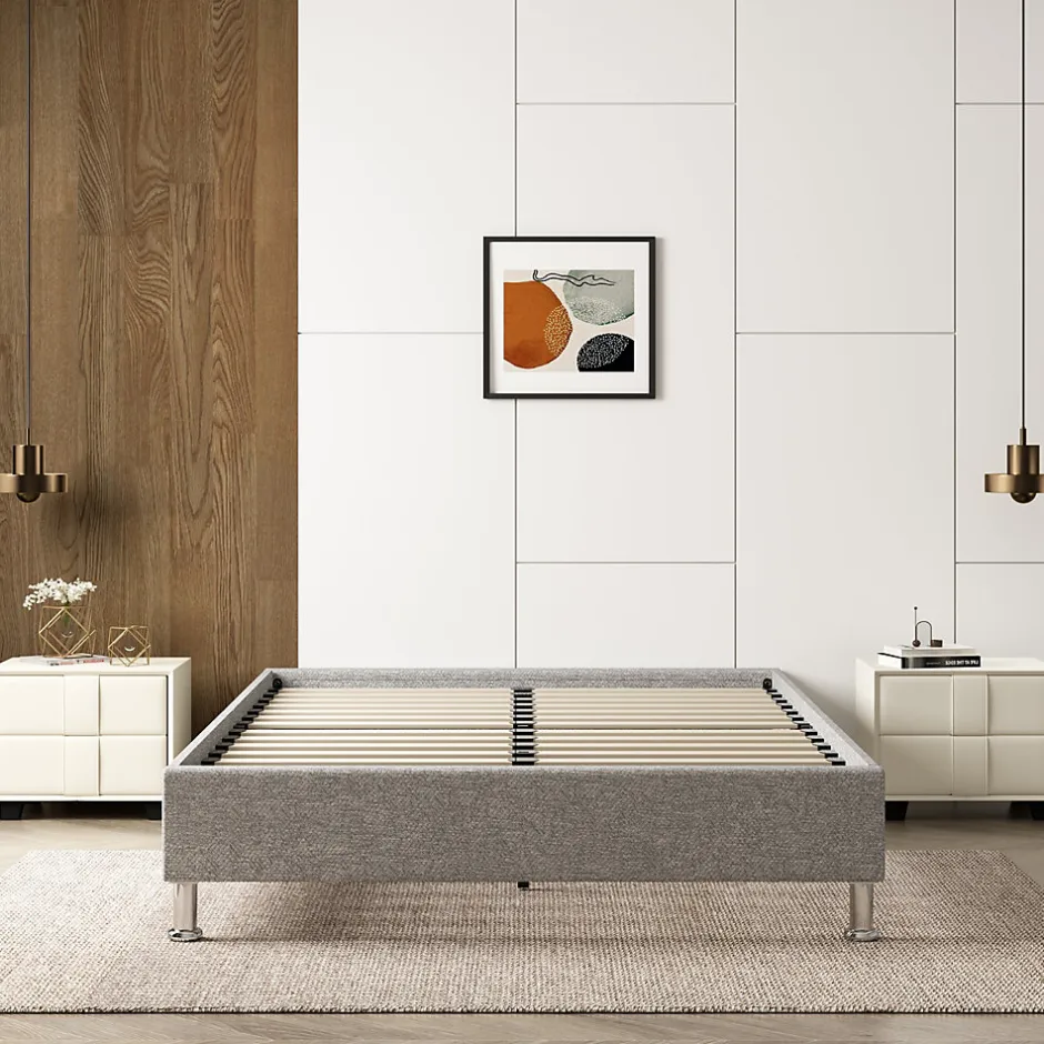 Teeno Cadre de lit gris, 140x190 cm, rembourré 31 cm