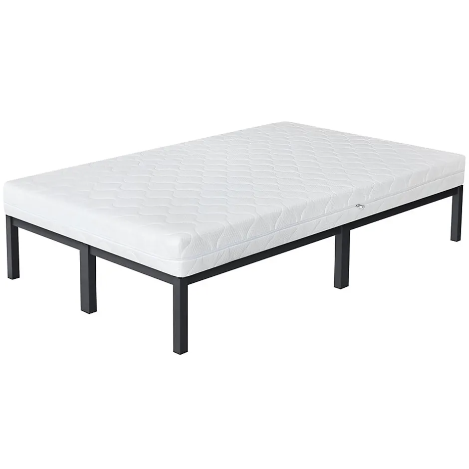 Ml-Design Cadre de lit métal anthracite matelas H:16 cm sommier à lattes intégré 120x200cm