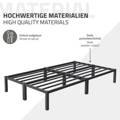 Ml-Design Cadre de lit métal anthracite matelas H:16 cm sommier à lattes intégré 120x200cm