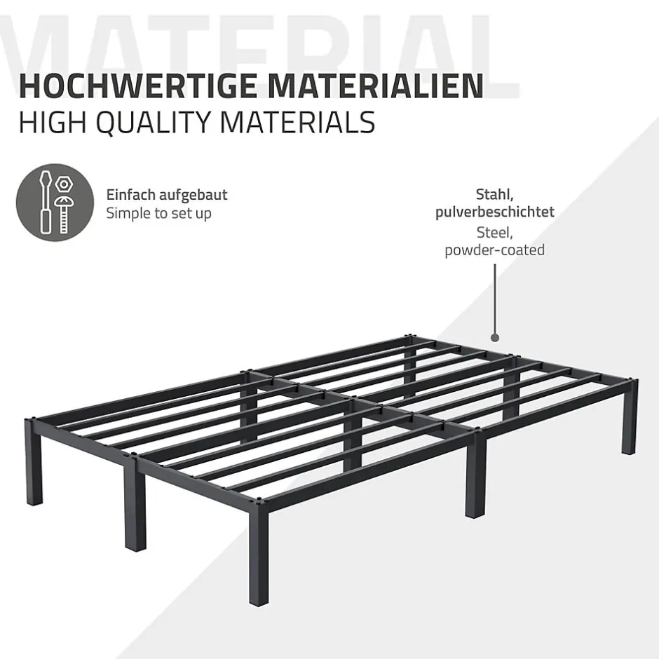 Ml-Design Cadre de lit métal anthracite matelas H:16 cm sommier à lattes intégré 120x200cm