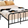 Giantex Cadre de Lit Métallique 5H cm Châssis de Lit de Taille Complète Style élégante et Minimaliste Charge 300 KG