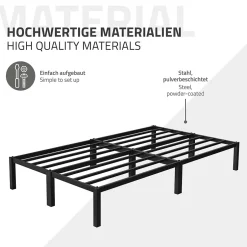 Ml-Design Cadre de lit noir en métal 120x200cm avec sommier à lattes matelas H:16 cm New