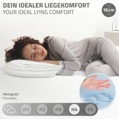 Ml-Design Cadre de lit noir en métal 120x200cm avec sommier à lattes matelas H:16 cm New