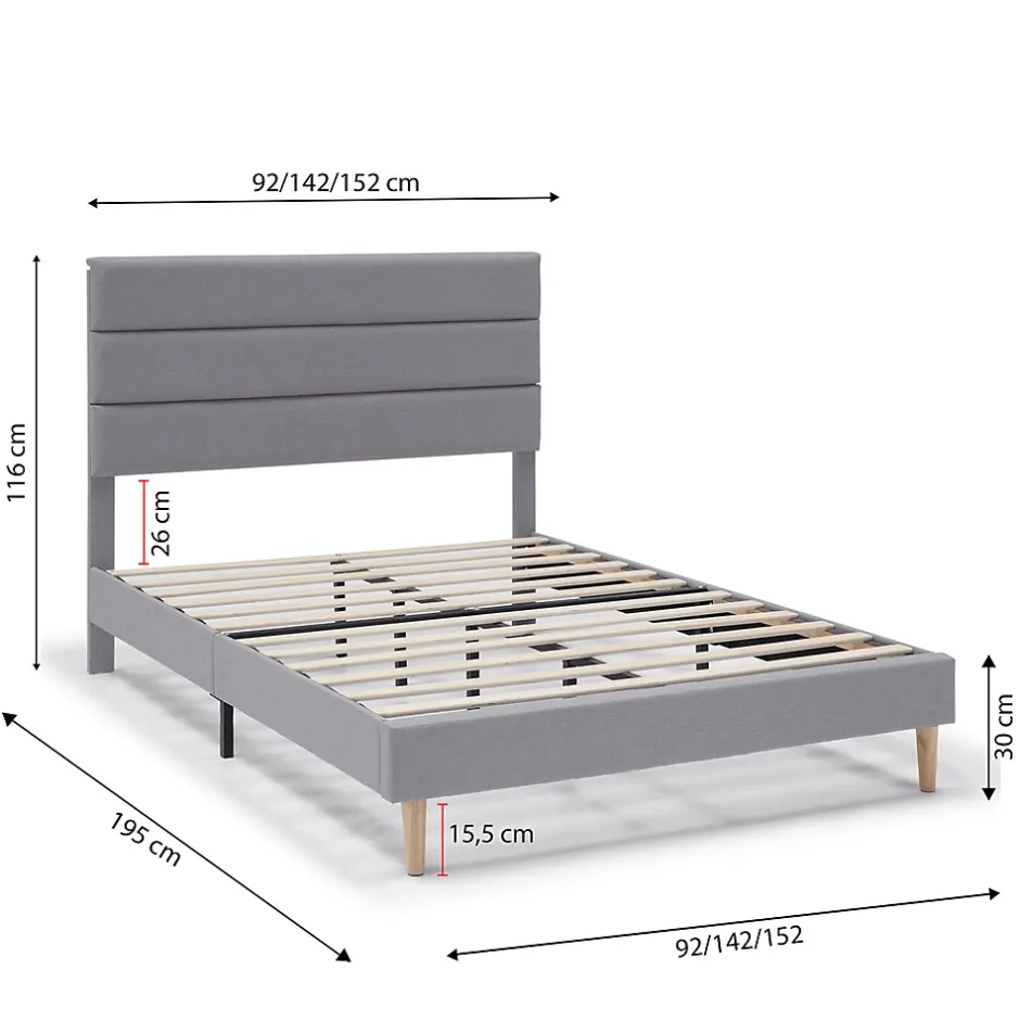 Vs Venta-Stock Cadre de lit plateforme Aroma capitonné 30 cm, 150x190 cm, Gris clair Online