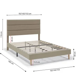 Vs Venta-Stock Cadre de lit plateforme Aroma capitonné 30 cm, 150x190 cm, Beige