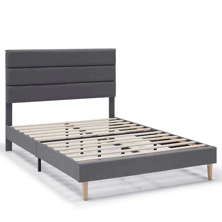 Vs Venta-Stock Cadre de lit plateforme Aroma capitonné 30 cm, 90x190 cm, Gris foncé