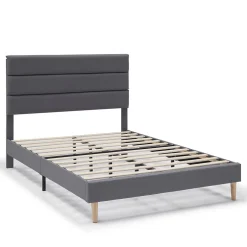 Vs Venta-Stock Cadre de lit plateforme Aroma capitonné 30 cm, 150x190 cm, Gris foncé