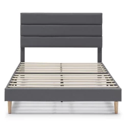 Vs Venta-Stock Cadre de lit plateforme Aroma capitonné 30 cm, 150x190 cm, Gris foncé