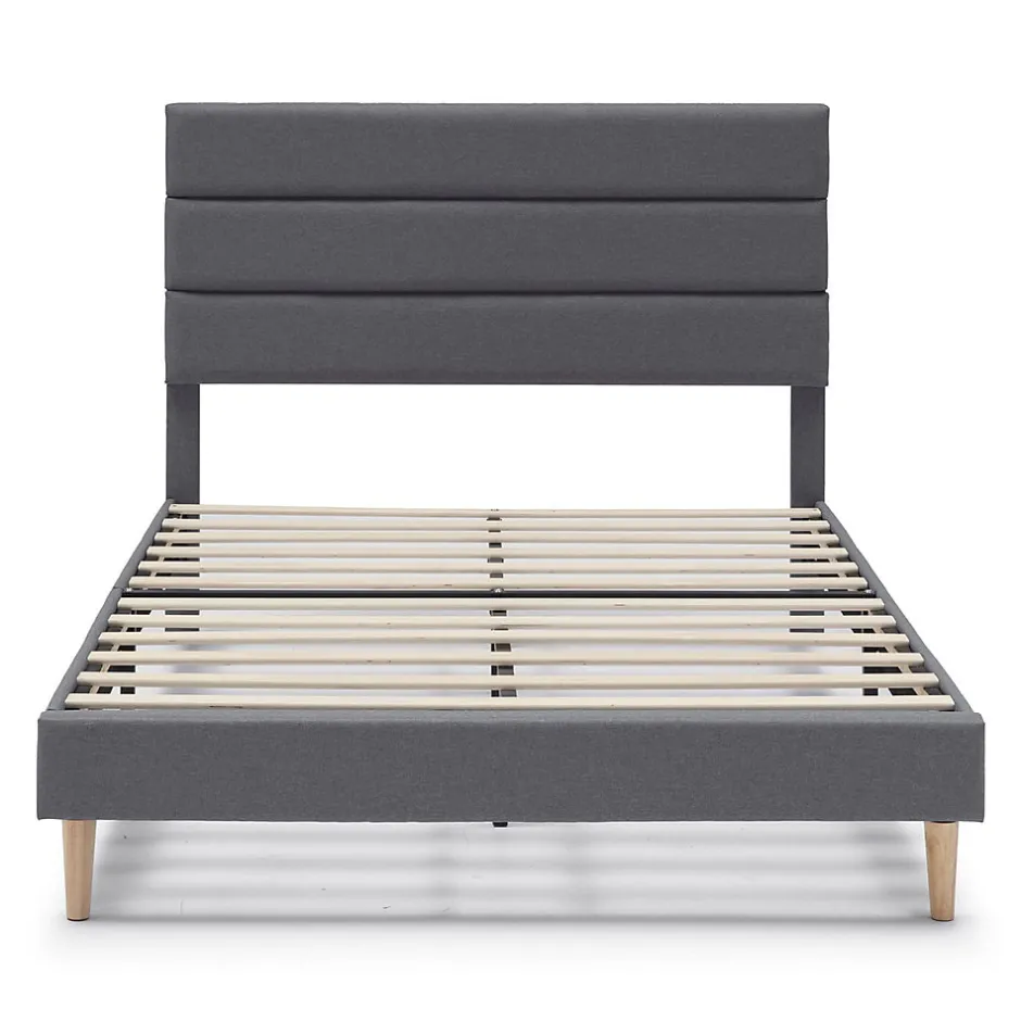Vs Venta-Stock Cadre de lit plateforme Aroma capitonné 30 cm, 150x190 cm, Gris foncé