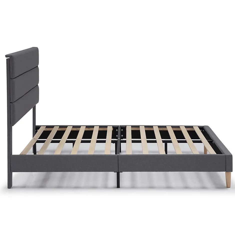 Vs Venta-Stock Cadre de lit plateforme Aroma capitonné 30 cm, 150x190 cm, Gris foncé
